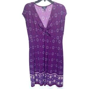 Chaps Dress Women Sz PXL Layered Chest Purple/Mauve Geometric Rn# 41381